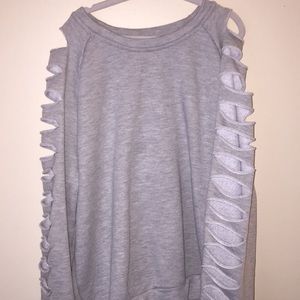 Shein Light Grey Razor Cut Sleeves Sweatshirt size 11-12